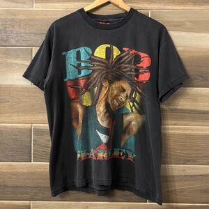 Vintage 2000’s Bob Marley Graphic Faded Black Band T Shirt Large Double Sided